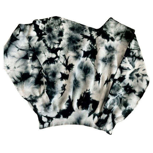 Line And Dot Women's Asymmetrical Off Shoulder Black Tie Dye Sweater Sz. Small - Picture 2 of 3